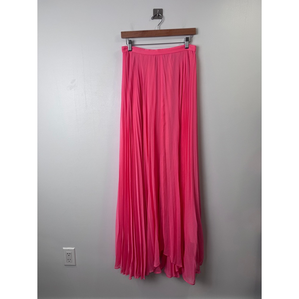 Alice + Olivia Women Pink Pleated Maxi Skirt High Waist Back Zip 6